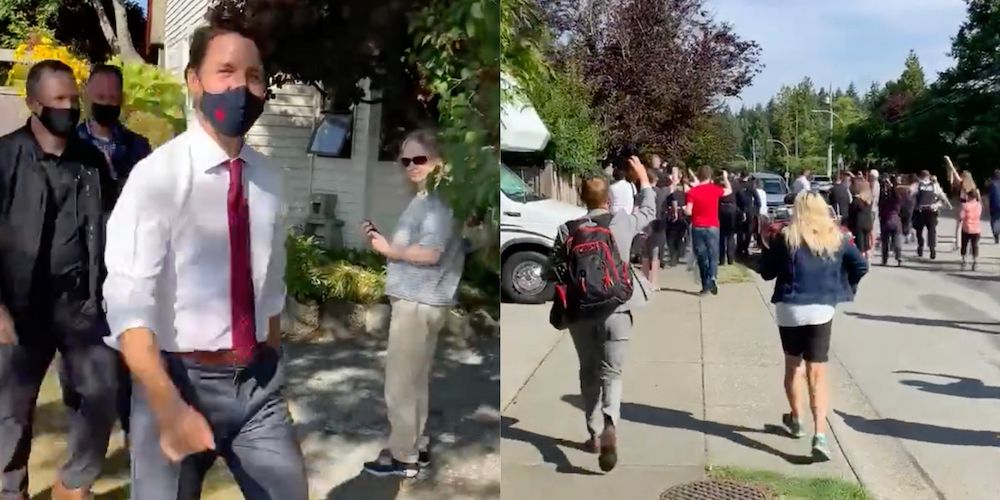 Trudeau Being Heckled In Vancouver BC