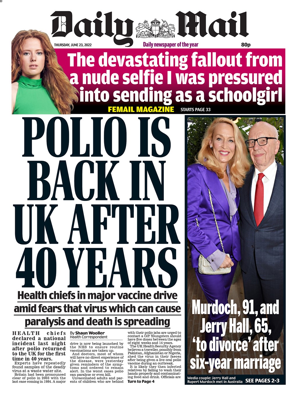 Polio is on the Front Pages of British Newspapers